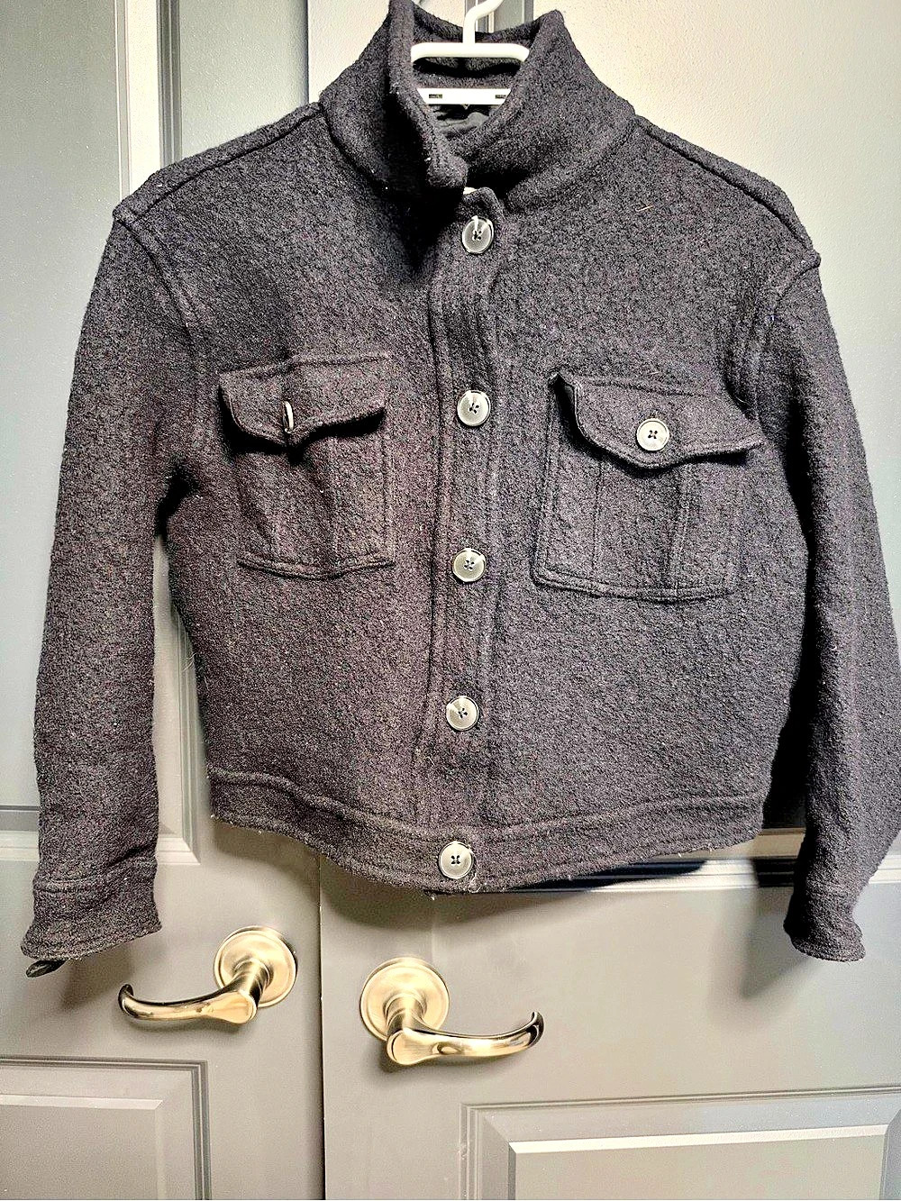 Hunter Black Wool Utility Jacket Size Large
